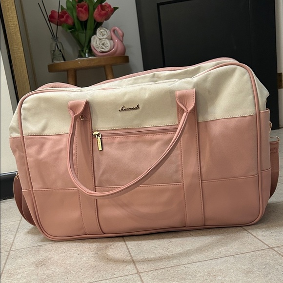 Lovevook Handbags - Women's Pink and Cream Travel Bag